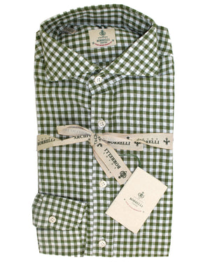 Luigi Borrelli Sport Shirt White Green Check
