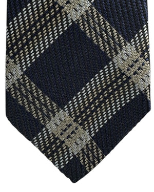 Missoni Silk Tie Navy Beige Plaid Check