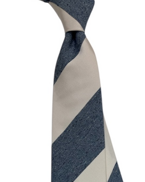 Luigi Borrelli Tie Off-White & Blue Wide Stripes
