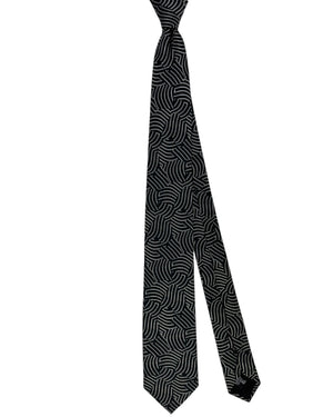 Armani Silk Tie Black Abstract Swirl Pattern