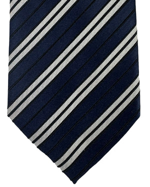 Armani Tie Midnight Blue Silver Stripes