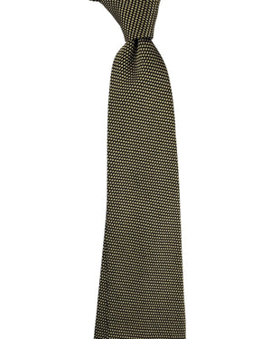Cesare Attolini Unlined Tie Black And Olive Gold Woven Dots