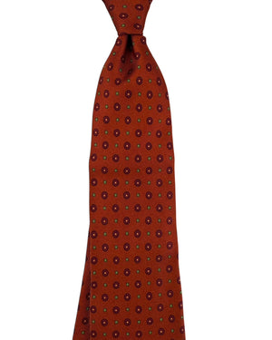 Cesare Attolini Sevenfold Tie Rust Orange Mini Medallions