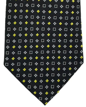 Cesare Attolini Tie Black Lime-Yellow Silver Geometric