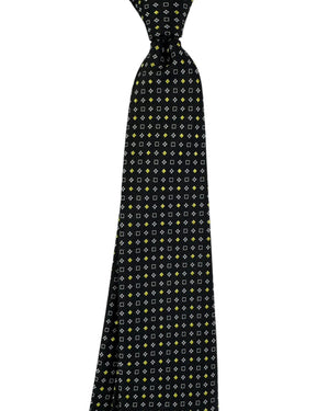 Cesare Attolini Tie Black Lime-Yellow Silver Geometric