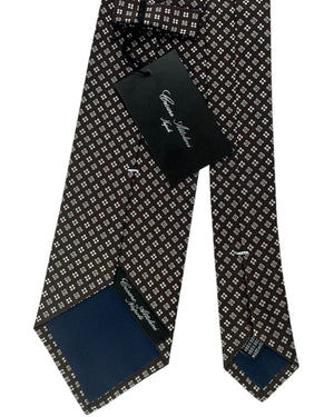 Cesare Attolini Tie Black With White Floral Cluster Pattern