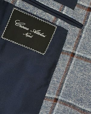 Cesare Attolini Sport Coat Blue Windowpane New
