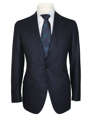 Cesare Attolini Suit Midnight Blue Pin Stripe - Wool