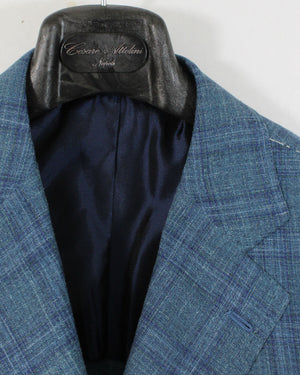 Cesare Attolini Sport Coat Blue Windowpane Blazer EU 56/ US 46 SALE