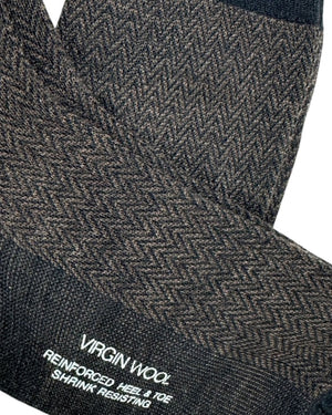 Cesare Attolini Wool Socks Brown Black Mini Herringbone US 11 1/2 - EUR 45 Over The Calf SALE