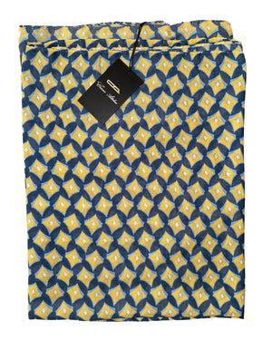 Cesare Attolini Scarf Navy Design - Cotton Cashmere Shawl