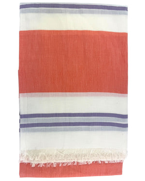 Cesare Attolini Scarf White Pink Lilac - Cotton Silk Shawl