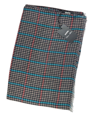 Cesare Attolini Scarf Gray Plaid Check - Luxury Cashmere Cotton Shawl