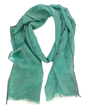 Cesare Attolini Scarf Ocean Green - Linen Silk Cashmere Shawl
