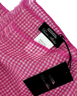 Cesare Attolini Scarf Mini Check - Linen Cashmere Silk