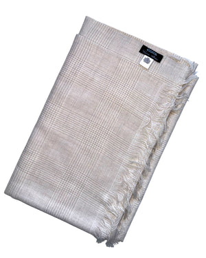 Cesare Attolini Cashmere Scarf Beige Plaid Check