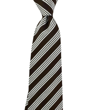 Attolini Unlined Tie Dark Brown Stripes Design