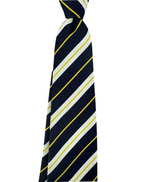 Cesare Attolini Unlined Tie Black White-Silver Orange Stripes