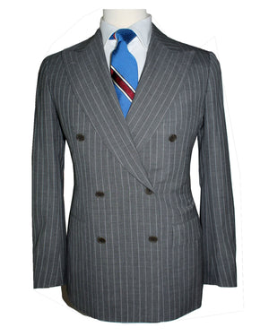 Cesare Attolini Suit Gray Stripes - Peak Lapel Double Breasted EU 48/ US 38
