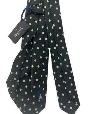Barba Sevenfold Tie Dark Green Polka Dots - Wool Silk