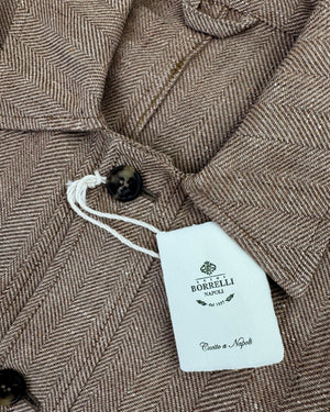 Borrelli Coat Brown Gray Wool Linen