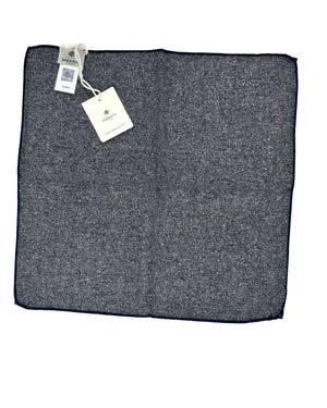 Luigi Borrelli Pocket Square Gray Navy Mini Flowers - Cotton Silk
