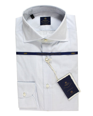 Luigi Borrelli Dress Shirt ROYAL COLLECTION White Blue Graph Check NEW