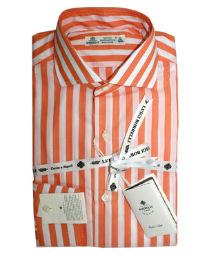 Luigi Borrelli Dress Shirt White Orange Stripes