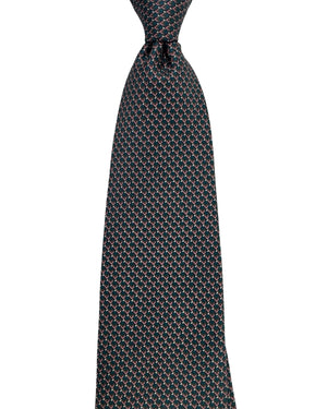 Brioni Silk Tie Teal Pink Chevron Pattern