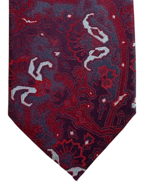 Brioni Silk Tie Bordeaux Gray BLACK FRIDAY SALE