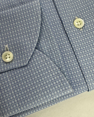 Canali Dress Shirt Blue Pattern 39 - 15 1/2