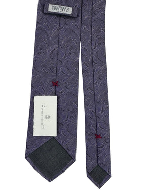 Brunello Cucinelli Silk Tie Lavender Purple Paisley Pattern