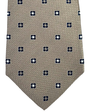 Brunello Cucinelli Silk Necktie Taupe Mini Squares SALE