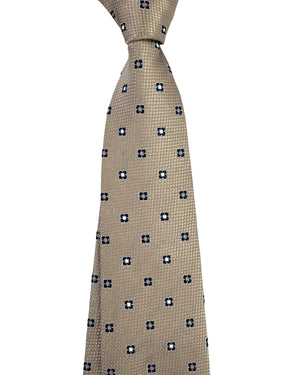 Brunello Cucinelli Silk Necktie Taupe Mini Squares SALE