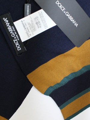 Dolce & Gabbana Scarf Navy Mustard - Wool Men Shawl FINAL SALE