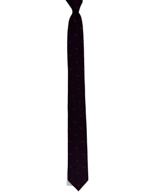 Dolce & Gabbana Skinny Tie Burgundy Sacred Heart Pattern