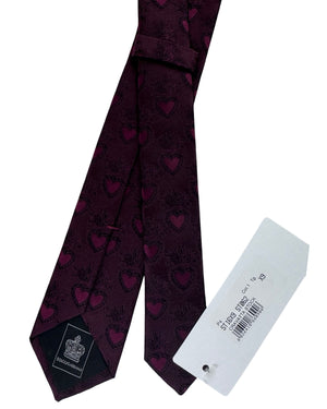 Dolce & Gabbana Skinny Tie Burgundy Sacred Heart Pattern