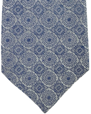 Etro Silk Tie Gray Blue Medallion SALE