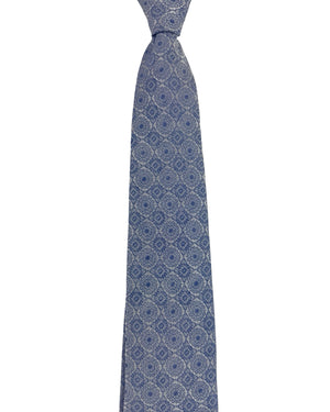 Etro Silk Tie Gray Blue Medallion SALE