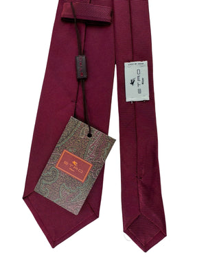 Etro Tie Solid Burgundy Ribbed