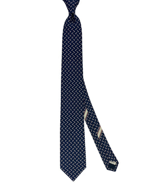 Salvatore Ferragamo Tie Navy Blue Dog & Gancini