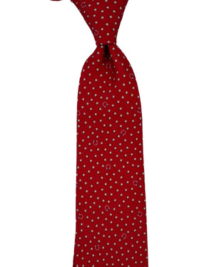 Salvatore Ferragamo Tie Red with Dust Pink Stars and Gancinis