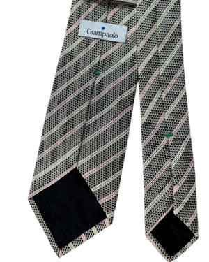 Giampaolo Tie Black Striped - Hand Made In Italy SALE