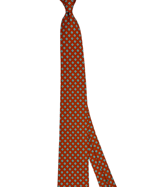 Giampaolo Silk Tie Brick Red Blue Diamonds - Sartorial