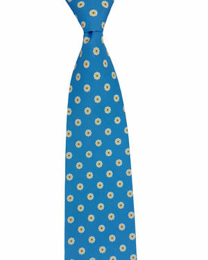 Giampaolo Silk Tie Blue Beige Mini Flowers