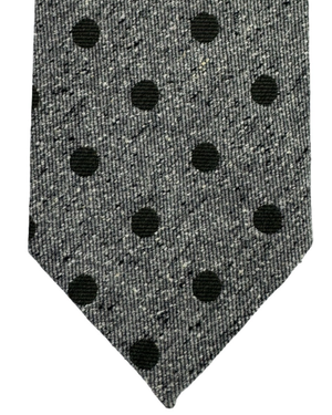 Giampaolo Silk Tie Grey Black Polka Dots
