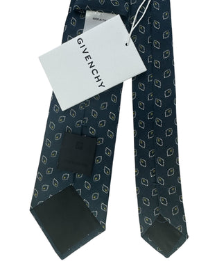 Givenchy Tie Dark Green Silver Olive Diamonds