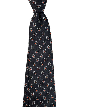 Givenchy Silk Tie Black Rust Orange Silver Geometric