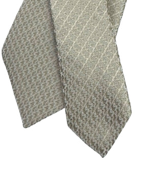 Givenchy Tie Beige Silver Geometric Pattern