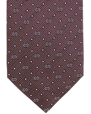 Gucci Silk Tie Maroon Silver GG Martin Design